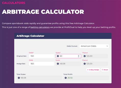 Arbitrage Calculator: Calculate how to guarantee a profit.